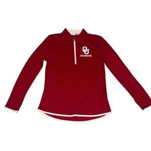 Women's Oklahoma Sooners Med 1/4" Zip‎ Top Fanatics Crimson Lightweight Top NWT